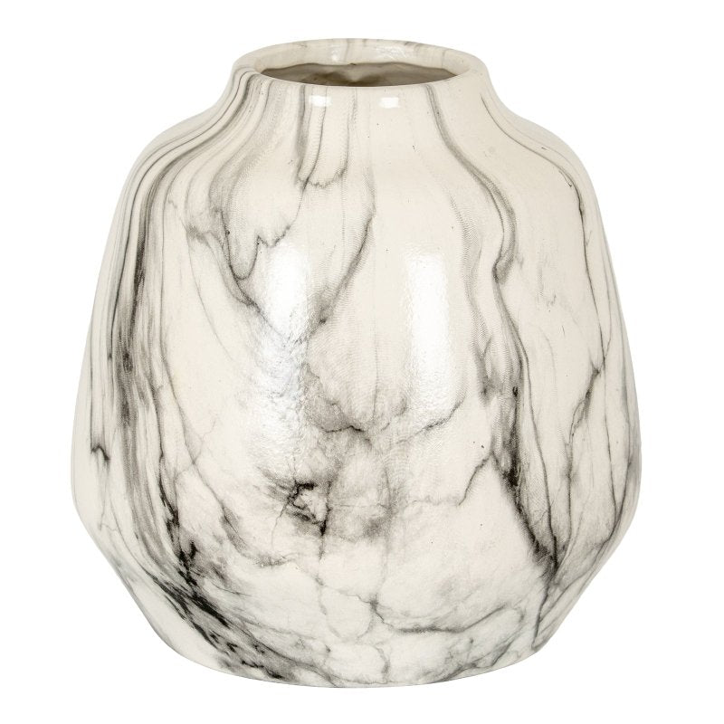 Marble Effect Olpe Vase - White Ceramic Decorative Vase - Vases - British D'sire