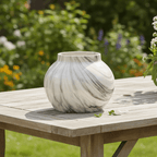 Marble Effect Planter Decorative Home Accessory - Plant Pot - British D'sire