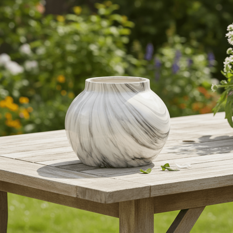 Marble Effect Planter Decorative Home Accessory - Plant Pot - British D'sire