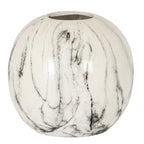 Marble Effect Pudding Vase - White Ceramic Decorative Vase - Vases - British D'sire