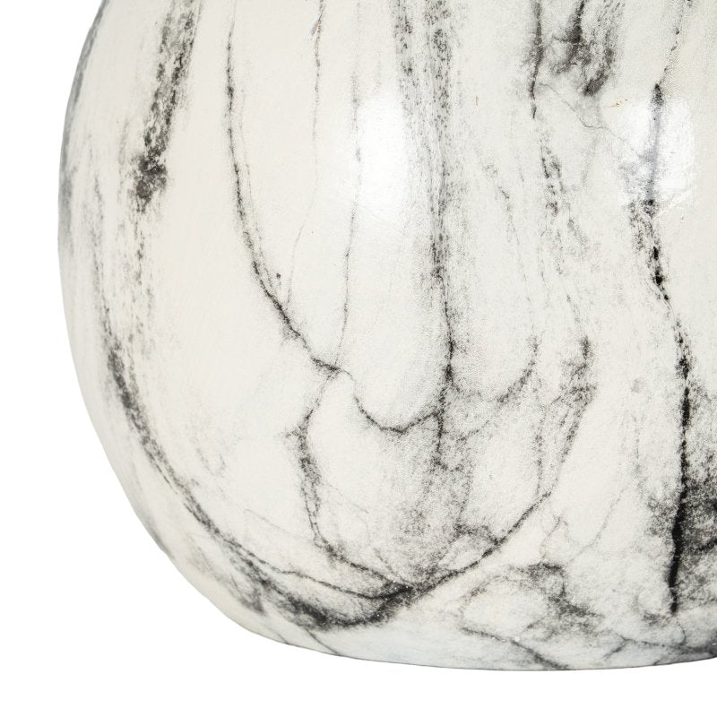 Marble Effect Pudding Vase - White Ceramic Decorative Vase - Vases - British D'sire