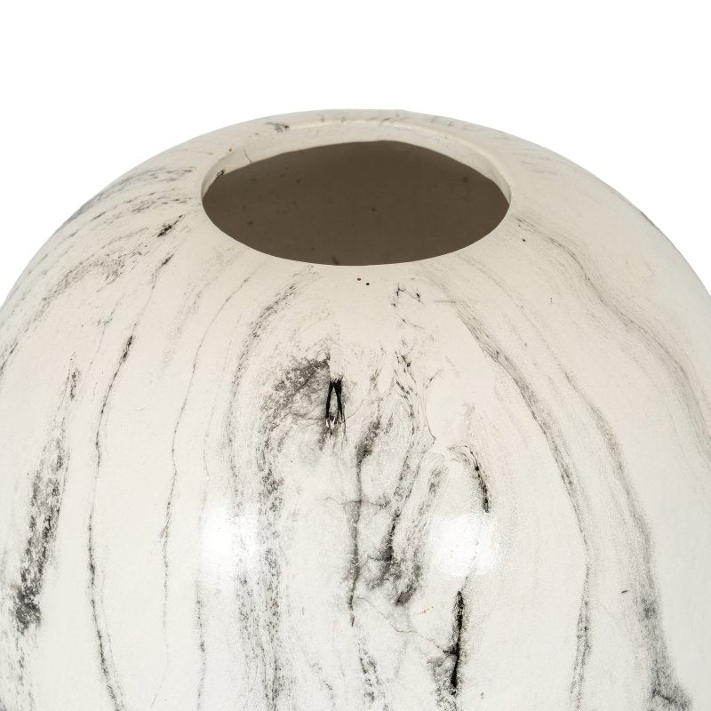 Marble Effect Pudding Vase - White Ceramic Decorative Vase - Vases - British D'sire