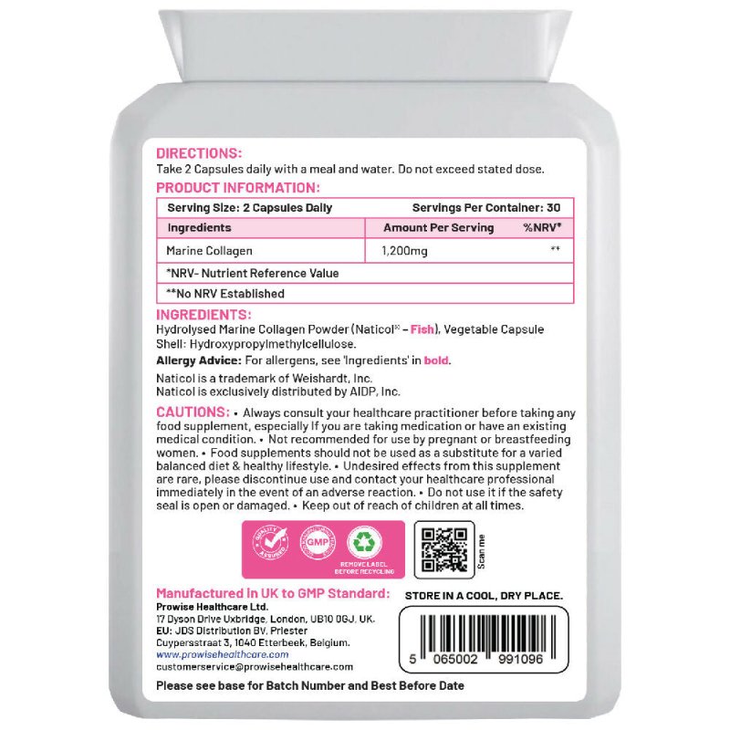 Marine Collagen+ 1200mg - 60 Capsules | UK Manufactured - Vitamins & Supplements - British D'sire