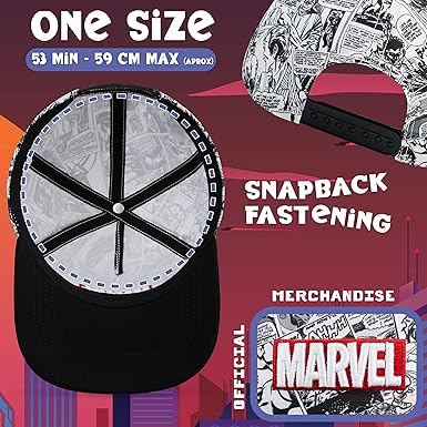 Marvel Baseball Cap for Boys Teenagers Peaked Sun Hat Kids Lightweight Summer Sun Hat Holiday Sports Travel Essentials Black/White - Kids Headwear - British D'sire