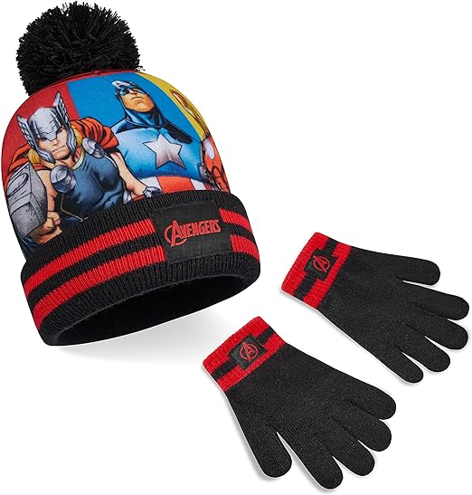 Marvel Beanie Hat Scarf and Gloves Set Kids - Avengers 2 or 3 Piece Winter Set - Spiderman Gifts for Boys - Kids Beanie & Hat - British D'sire
