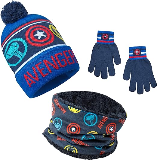 Marvel Beanie Hat Scarf and Gloves Set Kids - Avengers 2 or 3 Piece Winter Set - Spiderman Gifts for Boys - Kids Beanie & Hat - British D'sire Main image