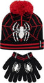 Marvel Kids Winter Hat and Gloves Set Spiderman Black One Size - British D'sire