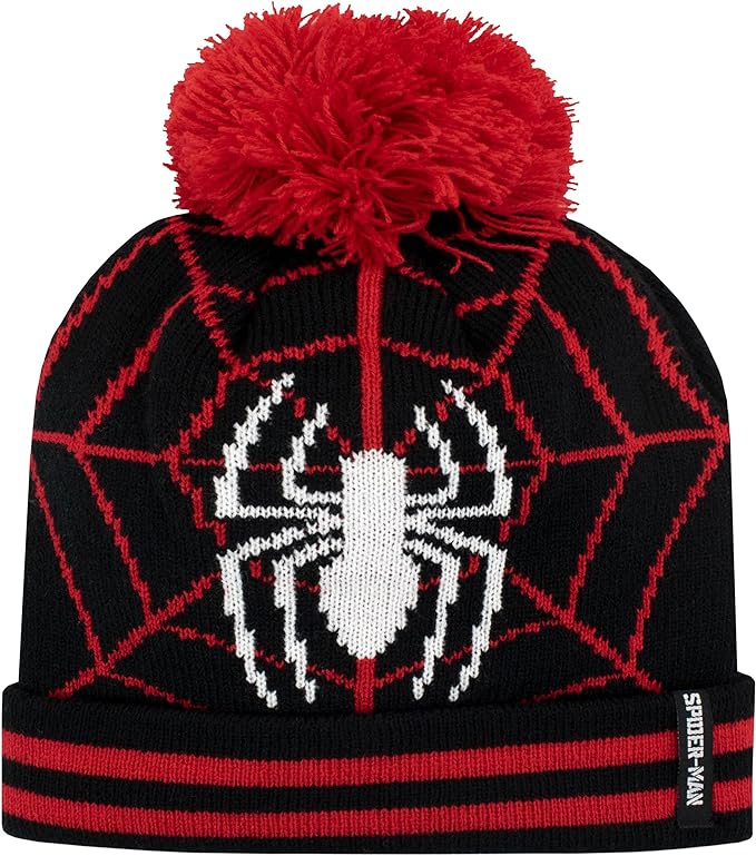 Marvel Kids Winter Hat and Gloves Set Spiderman Black One Size - British D'sire