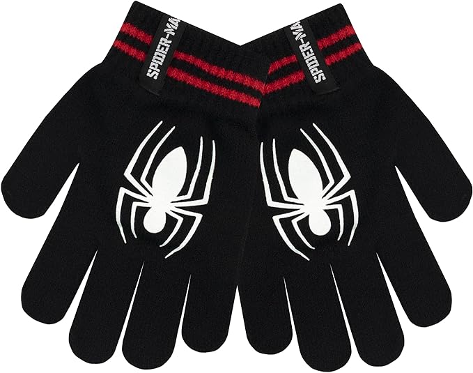 Marvel Kids Winter Hat and Gloves Set Spiderman Black One Size - British D'sire