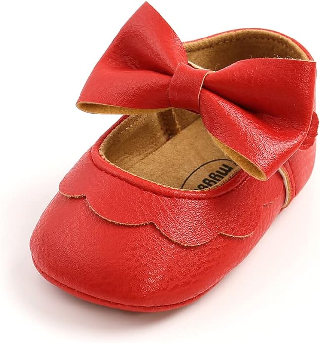 MASOCIO Baby Girls Mary Jane Shoes Infant Bow Princess Anti-Slip Soft Sole Prewalker Shoes Secondary image