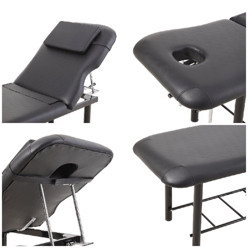 Massage Bed for Physical Therapy Spa Facial with Adjustable Backrest, Black - Massage Bed - British D'sire