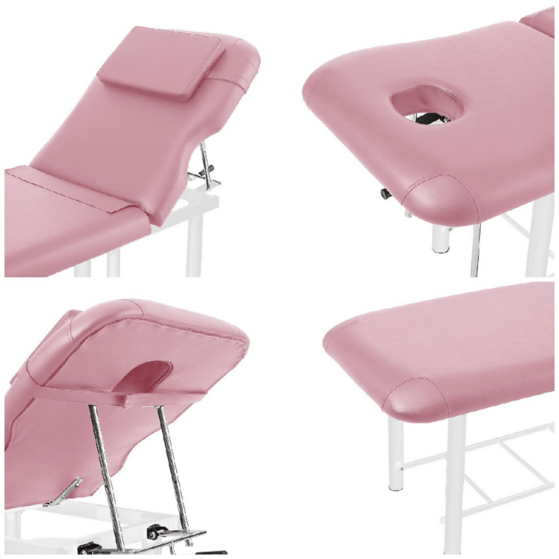 Massage Bed for Physical Therapy Spa Facial with Adjustable Backrest, Pink - Massage Bed - British D'sire