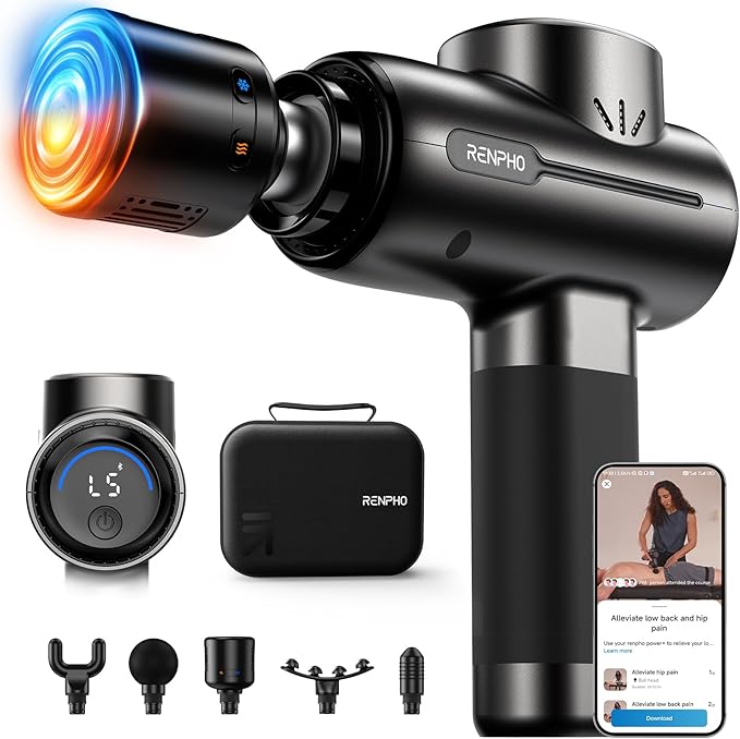 Massage Gun Deep Tissue, RENPHO Massage Gun Powerful Message Gun Percussion Muscle Massage Gun Massager Type - C Charging for Muscle Massage Relax, Black - Massage & Relaxation tools - British D'sire