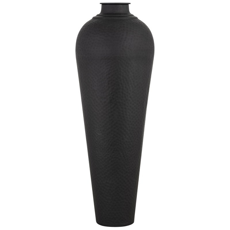 Matt Black Large Hammered Vase With Lid - Matt Black Decorative Vase - Vases - British D'sire