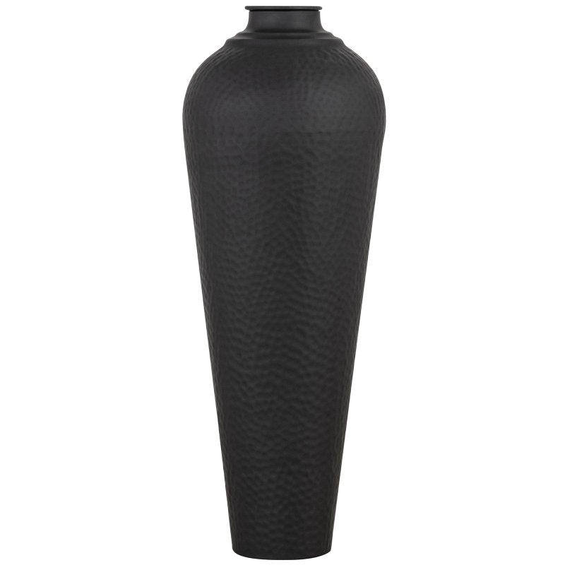 Matt Black Medium Hammered Vase With Lid - Matt Black Decorative Vase - Vases - British D'sire