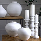 Matt White Large Ceramic Column Candle Holder - Candle Holders - British D'sire