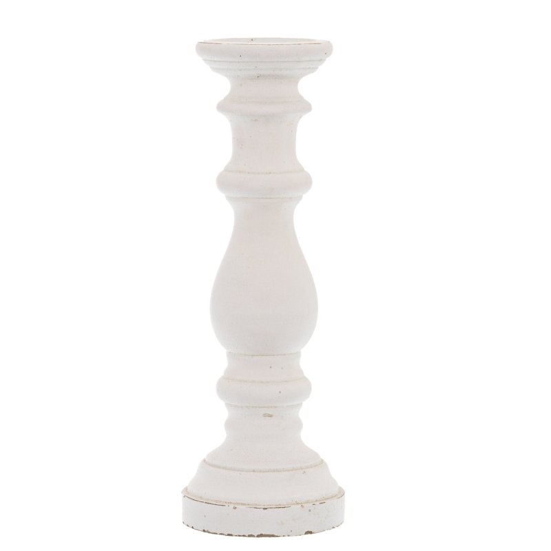 Matt White Large Ceramic Column Candle Holder - Candle Holders - British D'sire