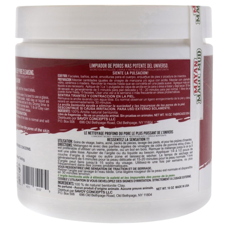 Mayan Magic Mud - Powerful Deep Pore Cleansing Sodium Bentonite Clay for Unisex - 16 oz Cleanser Secondary image