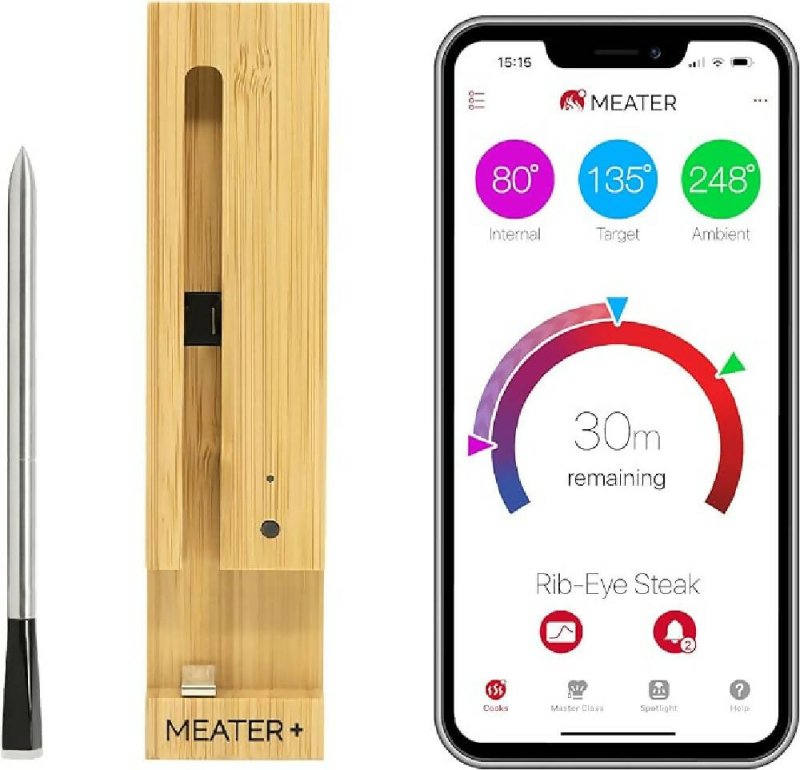 MEATER Plus | 50m Long Range Smart Wireless Meat Thermometer for The Oven Grill Kitchen BBQ Smoker Rotisserie with Bluetooth and WiFi Digital Connectivity - British D'sire
