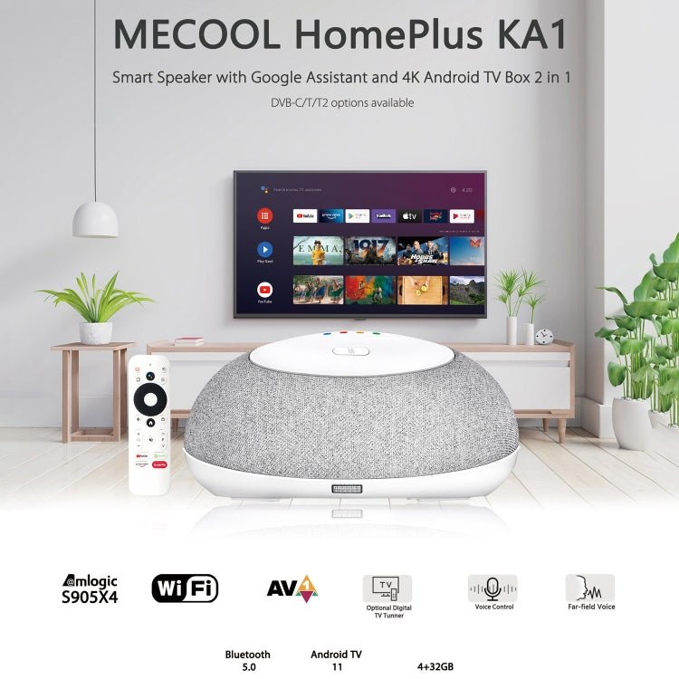 MECOOL KA1 Smart TV Speaker Android 11 TV Box with Remote Control, Amlogic S905X4 Quad Core Cortex-A55, 4GB+32GB, Dual-Band / Bluetooth / Ethernet / OTT(EU Plug) Secondary image