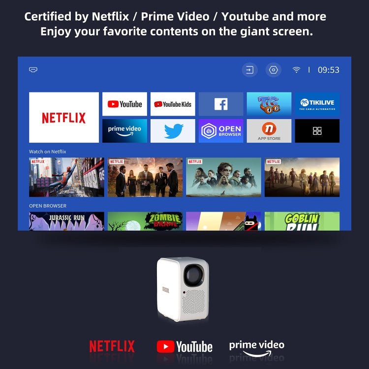 MECOOL KP2 1920x1080P 600ANSI Lumens Portable Mini LED Smart Projector(EU Plug) - British D'sire