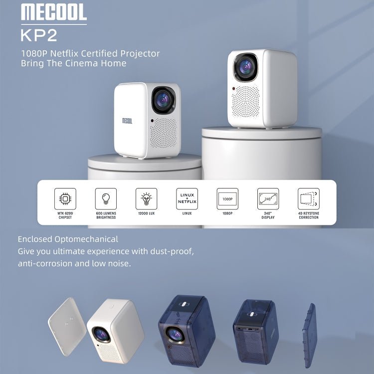 MECOOL KP2 1920x1080P 600ANSI Lumens Portable Mini LED Smart Projector(UK Plug) - British D'sire