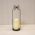 Medium Black Metal Candle Holder with Bow - Candle Holder - British D'sire
