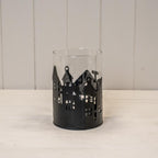 Medium Black Metal House Scene Candle Holder with Glass Insert - Candle Holder - British D'sire