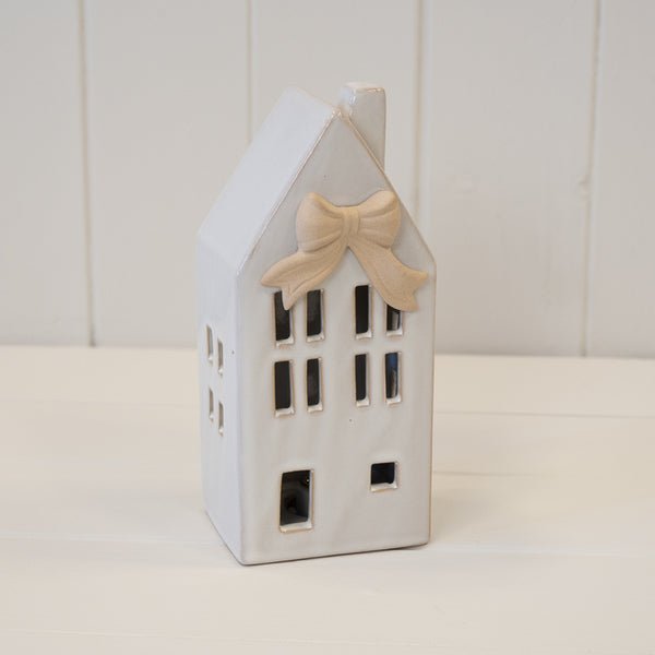 Medium Ceramic LED House with Bow Details Secondary image