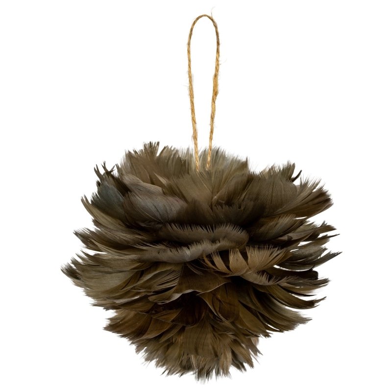 Medium Fawn Feather Ball Decoration - Christmas Decor - British D'sire