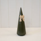 Medium Forest Green Striped Tree with Bow Detail - Figurines - British D'sire