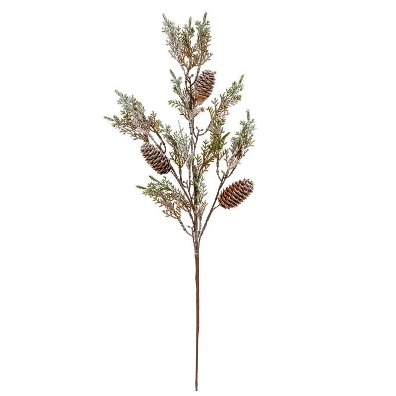 Medium Frosted Cypress Fir Branch Spray With Pinecones Artificial - Artificial Plants & Trees - British D'sire