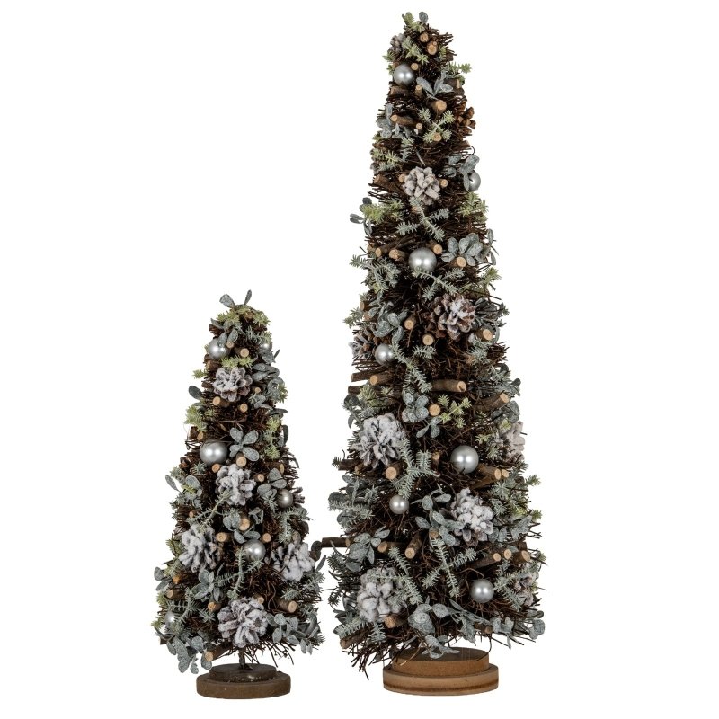 Medium Frosted Forest Tree With Pinecones And Pearls - Christmas Decor - British D'sire