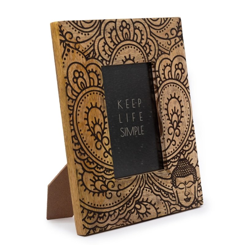 Medium Mango Wood Picture Framel (For 10X15cm) 26X20X2cm - Buddha - Black - Picture Frames - British D'sire Main image