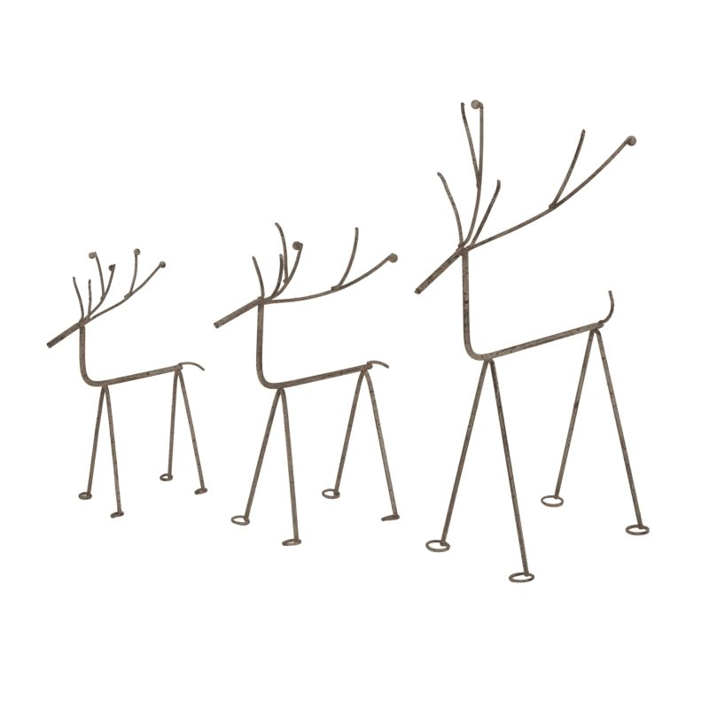 Medium Rustic Metal Reindeer On Stand - Christmas Decor - British D'sire