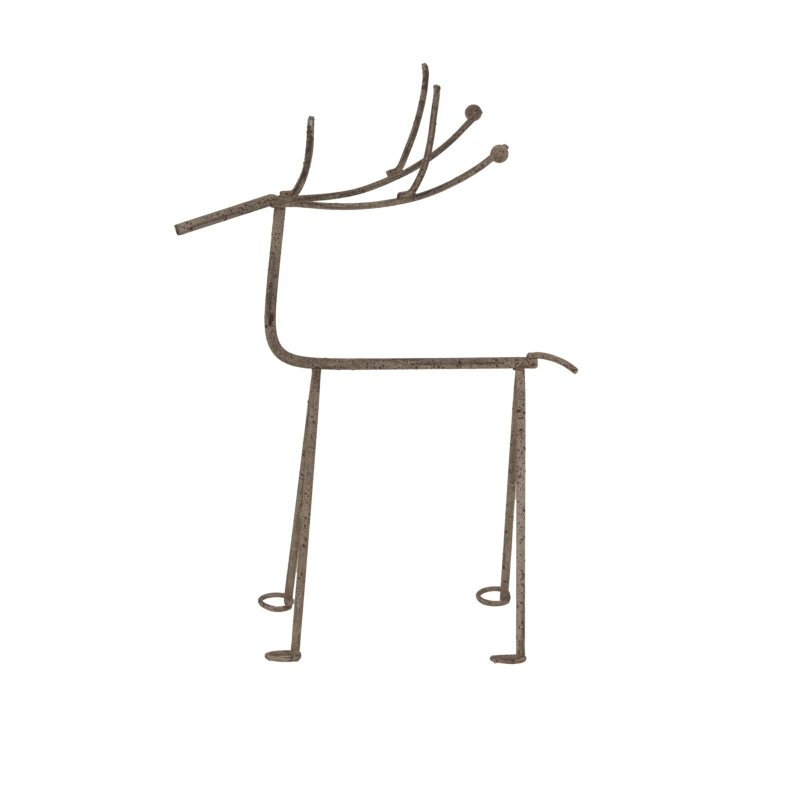 Medium Rustic Metal Reindeer On Stand - Christmas Decor - British D'sire