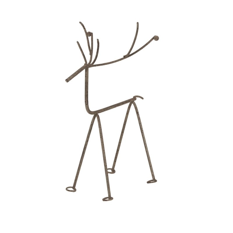 Medium Rustic Metal Reindeer On Stand - Christmas Decor - British D'sire