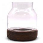 Medium Shaped Terrarium On Dark Tung Wood - Glass Terrariums - British D'sire