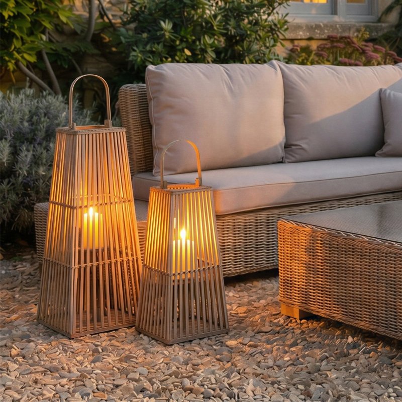 Medium Silo Wicker Lantern With Glass Holder - Lanterns - British D'sire
