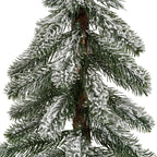 Medium Snowy Pine Tree On Wooden Stand - Christmas Decor - British D'sire