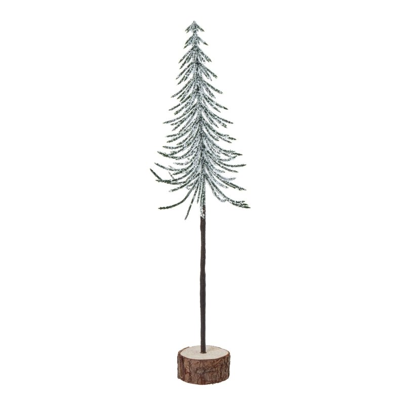 Medium Snowy Spindle Tree In Wood Log Christmas Decoration - Christmas Decor - British D'sire
