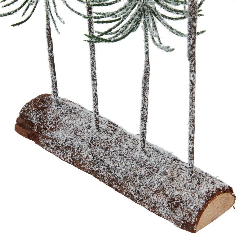 Medium Snowy Spindle Tree Quad In Wood Log - Christmas Decor - British D'sire