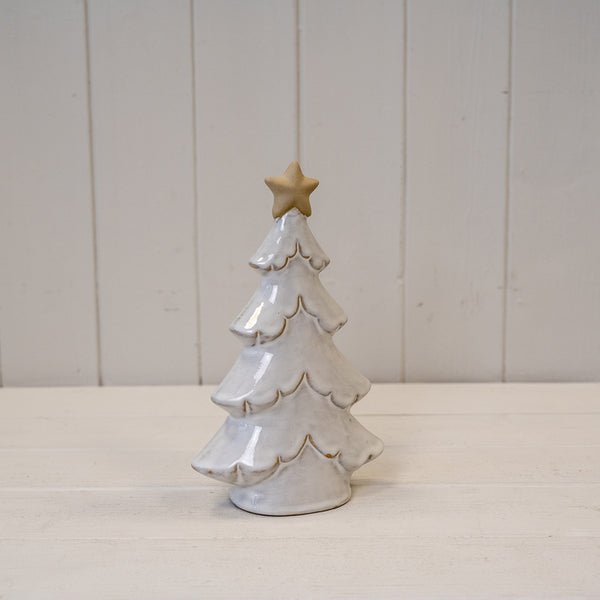 Medium Stone Glazed Ceramic Layered Christmas Tree with Cream Star on Top Secondary image