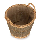 Medium Unpeeled Hessian Lined Wicker Log Basket - Log Baskets - British D'sire
