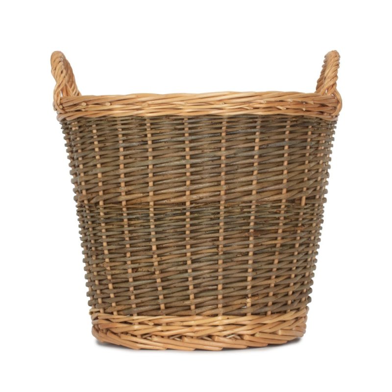 Medium Unpeeled Hessian Lined Wicker Log Basket - Log Baskets - British D'sire Main image