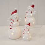 Medium White Christmas LED Snowman in a Scarf - Christmas Decor - British D'sire