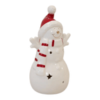 Medium White Christmas LED Snowman in a Scarf - Christmas Decor - British D'sire