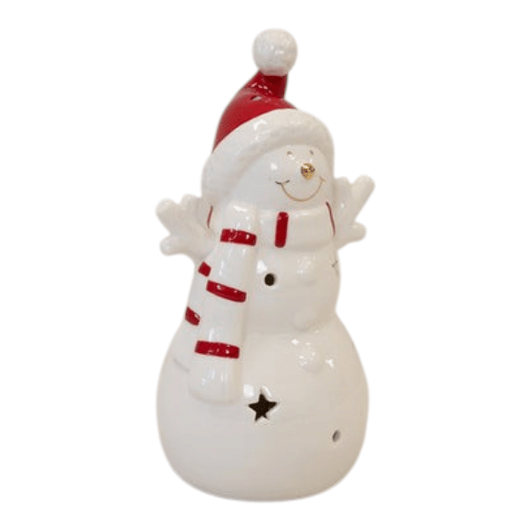 Medium White Christmas LED Snowman in a Scarf - Christmas Decor - British D'sire