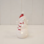 Medium White Christmas LED Snowman in a Scarf - Christmas Decor - British D'sire