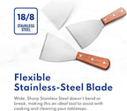 MEETOZ Griddle Scraper 2Pcs, Stainless Steel 8.7in Slant Edge Metal Grill Scraper Chopper for Food Service & Cleaning Supplies, Perfect for Dough Pancake Pizza Home Baking Cooking, Dishwasher Safe - British D'sire
